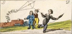 Just a toy Boys flying a kite
