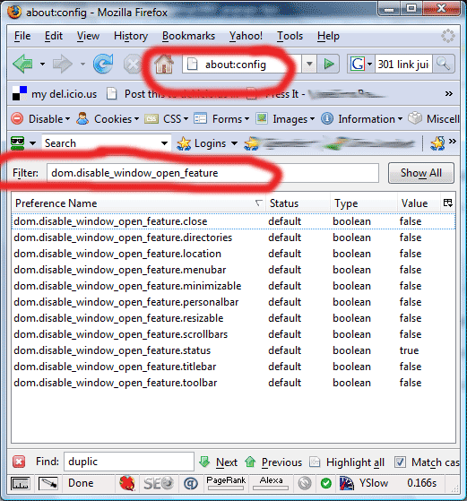 Firefox configuration defaults