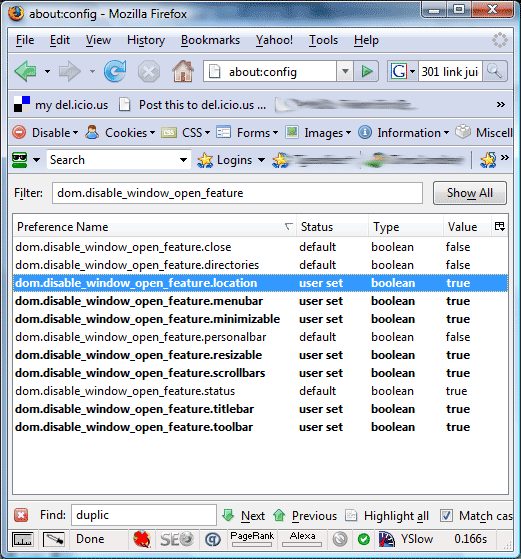 Firefox popup friendly settings