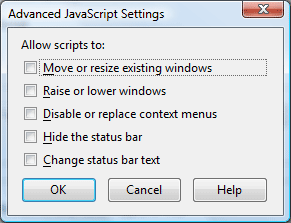 Advanced Javascript Settings Dialog Box