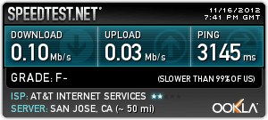 Google Drive ON but PAUSED screenshot from speedtest.net